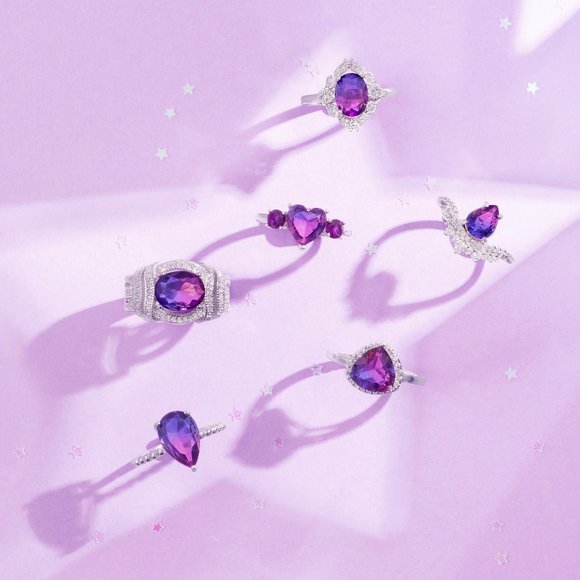 Pink & Purple Pear Gemstone Ring, real 925 Sterling Silver Charmed Aroma - Picture 7 of 8